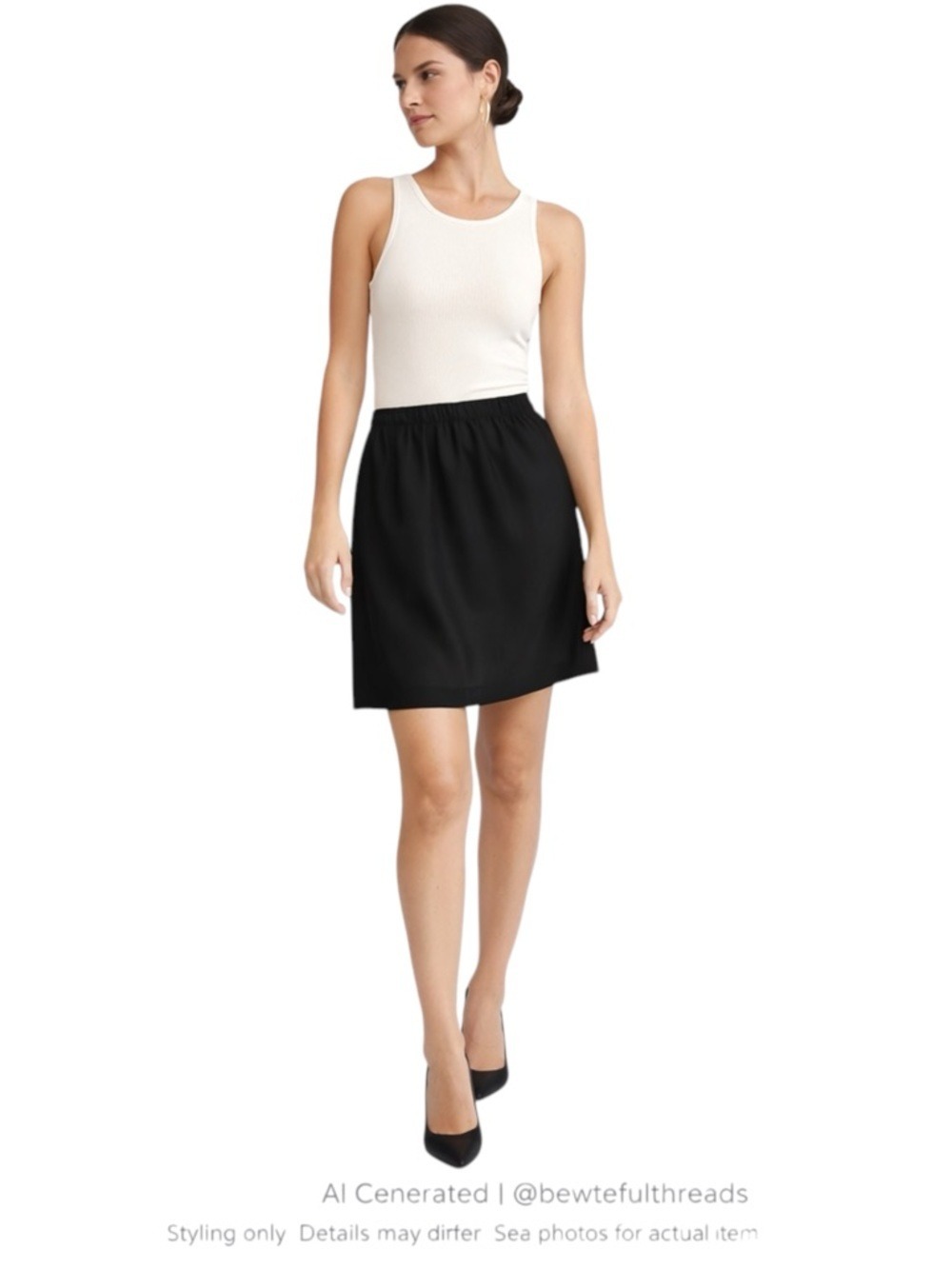 Black Silk Mini Skirt Minimalist Lined Vintage Size 8 Frank Masandrea